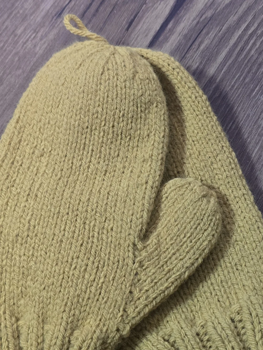 Handmade Mustard Yellow Knit Mittens with Brown Stripe Accent NWOT Hufflepuff